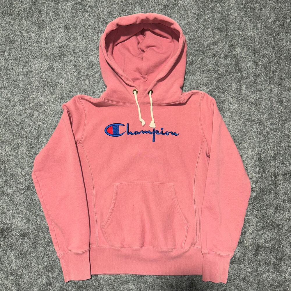Champion Pink‎ Reverse Weave Hoodie Embroidered Logo Women's Size Medium